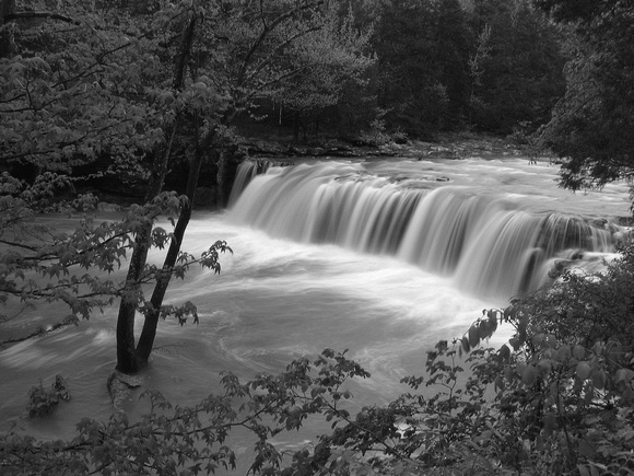 Full Tilt at Falling Water Falls - Black and White