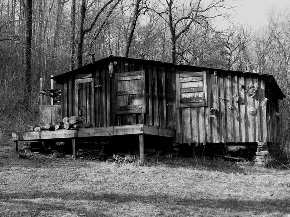 Shack in the Richland Creek Wilderness - Black and White