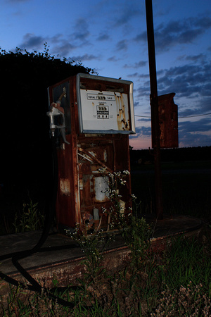 Abandoned Gas Station after the Sunset